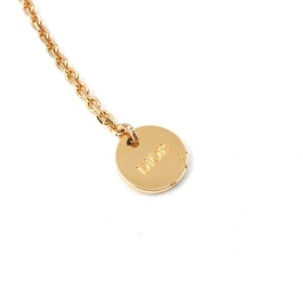 Christian Dior Clairdlune Necklace Pendant Choker Gold CD Logo - Picture 6 of 10